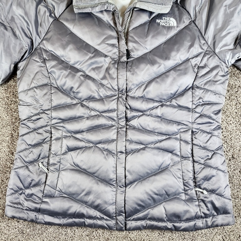 The North Face Womens 650 Down Puffer Jacket Gray Medium‎ Quilted Coat - Picture 10 of 11